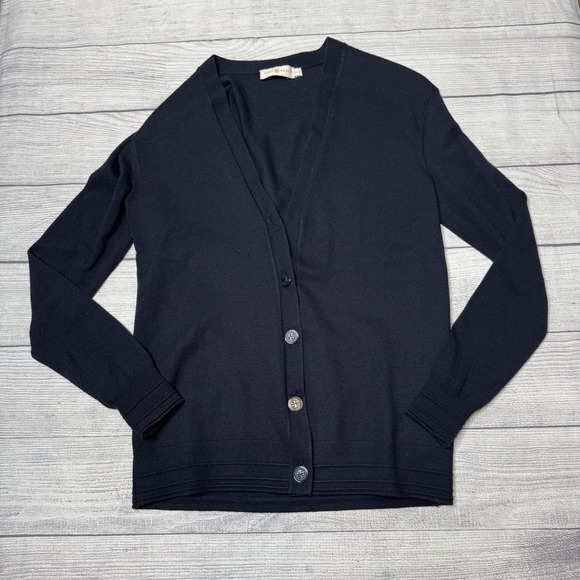 Tory Burch Sweaters - Tory Burch Simone Cardigan Wool Navy XS  Logo Button Preppy V-Neck‎